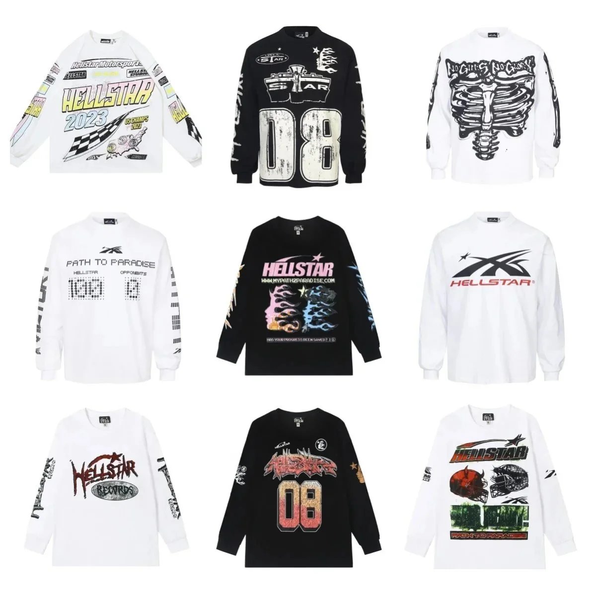 Hellstar Graphic Long Sleeve Cotton T-Shirt Multicolor