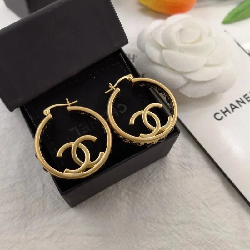Chanel CC Hoop Earrings Elegant Gold Earrings Gold