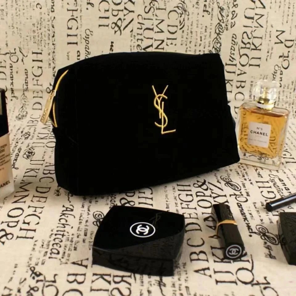 Yves Saint Laurent YSL Velvet Cosmetic Pouch Black