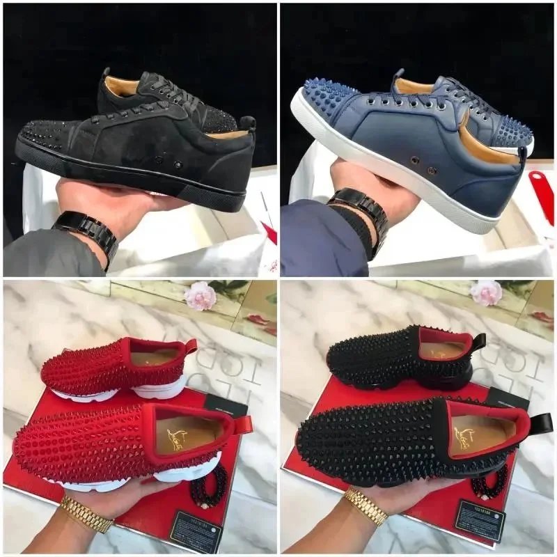 Christian Louboutin CL Louis Junior Spikes Low Top Sneakers Multicolor