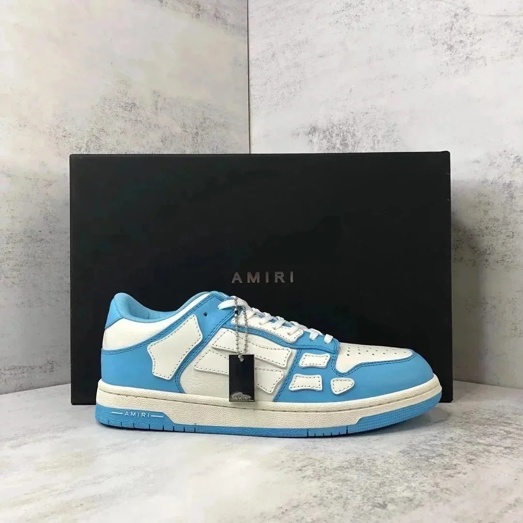 AMIRI Skeltop Low chunky sneakers White and Light Blue