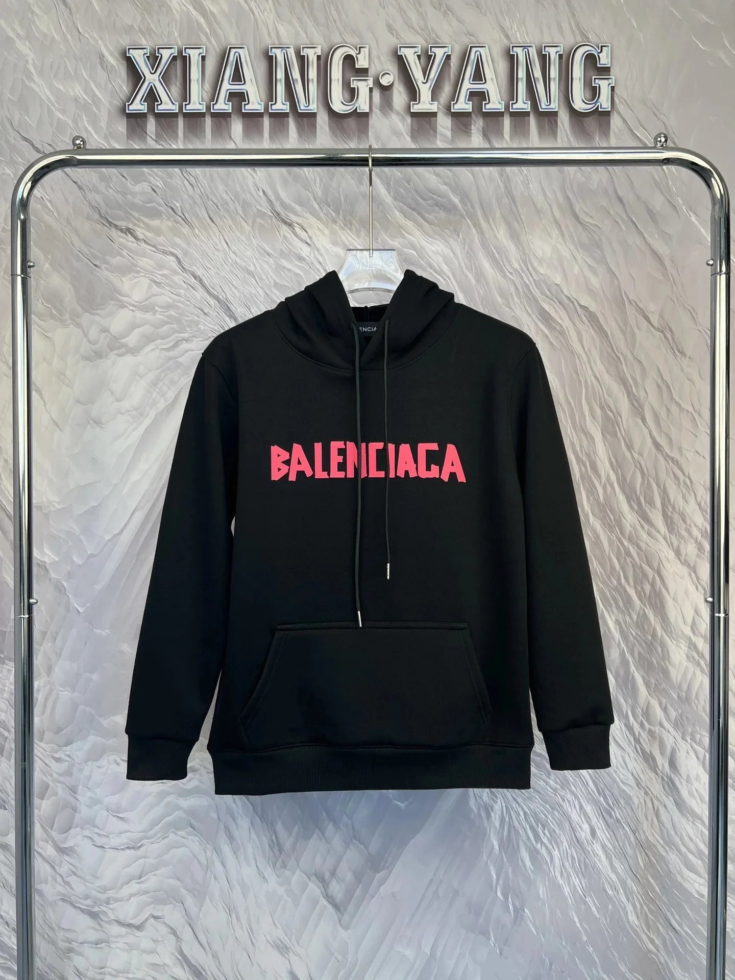 Balenciaga Graphic Print Streetwear Hoodie Black