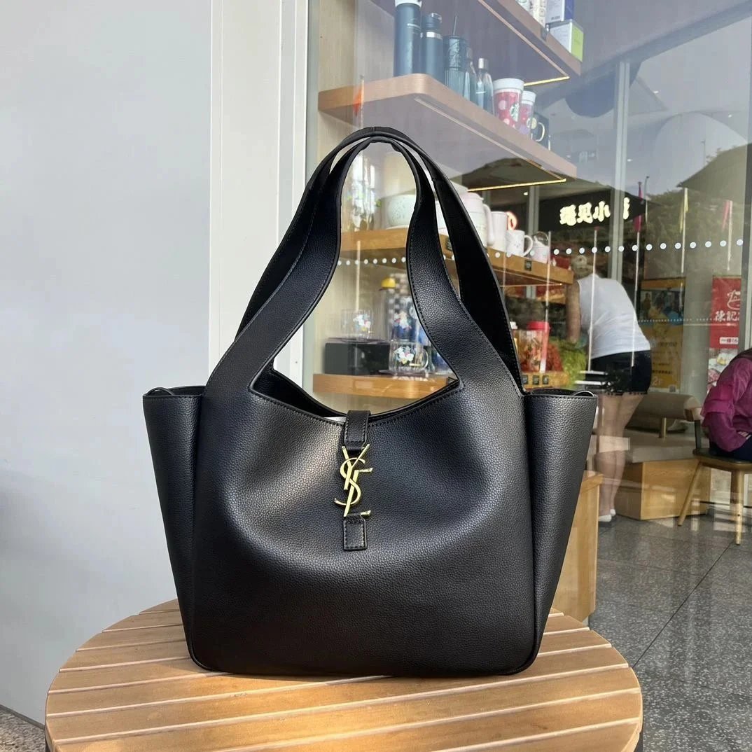 Saint Laurent YSL Le 5 à 7 Elegant Leather Tote Bag Black