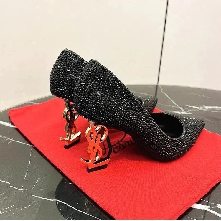 Yves Saint Laurent YSL Opyum Crystal Embellished High Heels Black