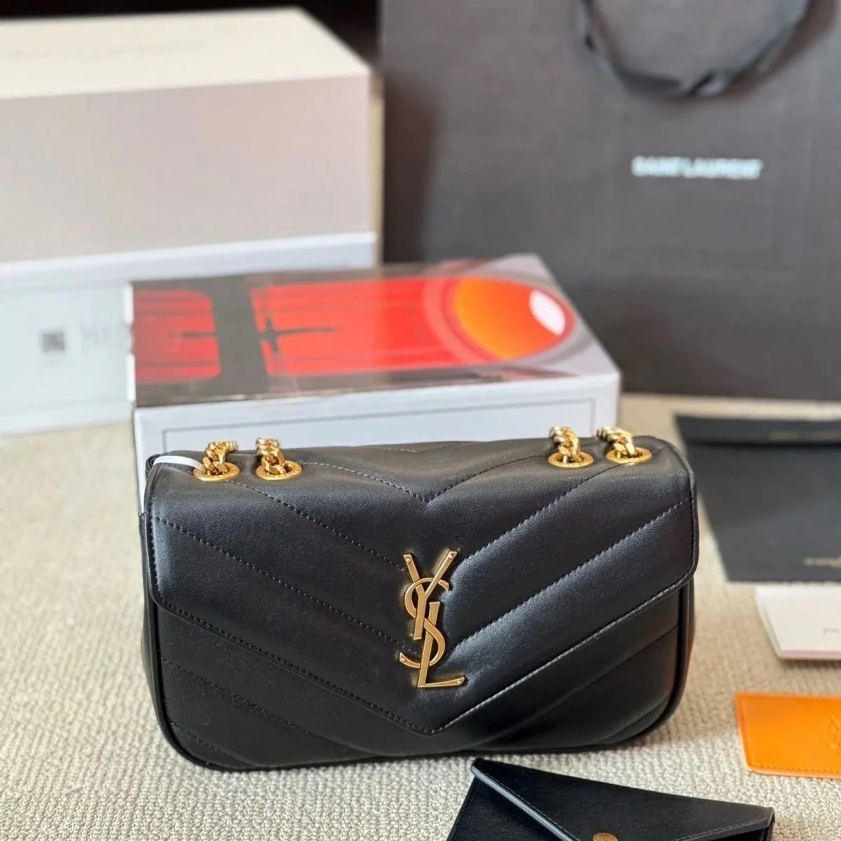 Yves Saint Laurent YSL Loulou Toy Quilted Leather Shoulder Bag Black