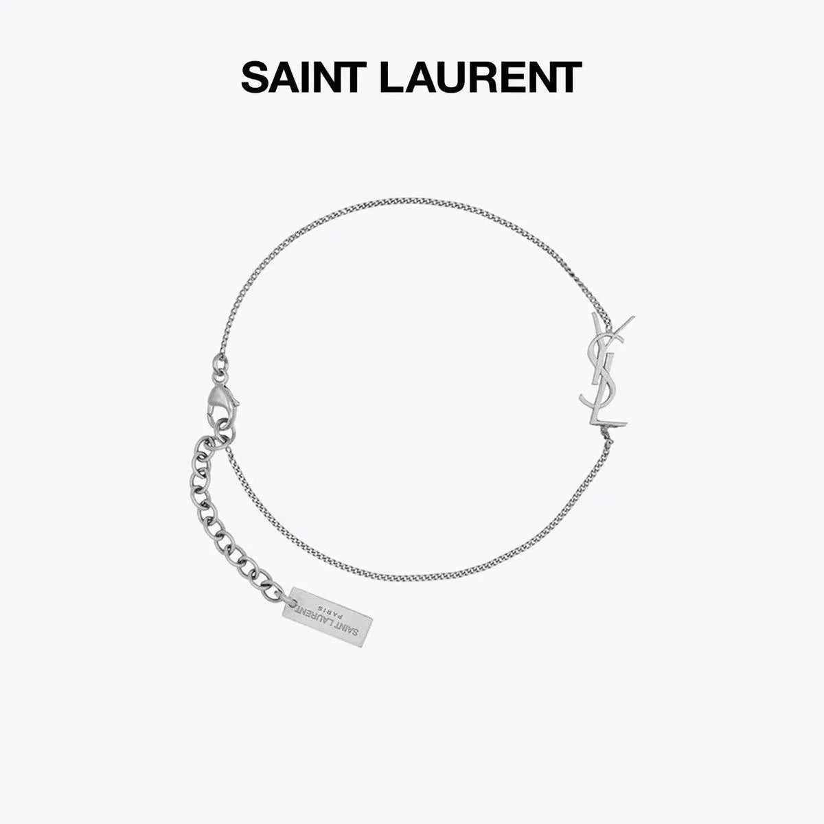 Saint Laurent YSL Monogram delicate Bracelet Silver