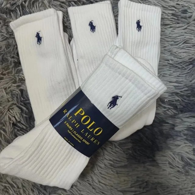 Polo Ralph Lauren PRL Classic Sport Ribbed Cotton Socks White