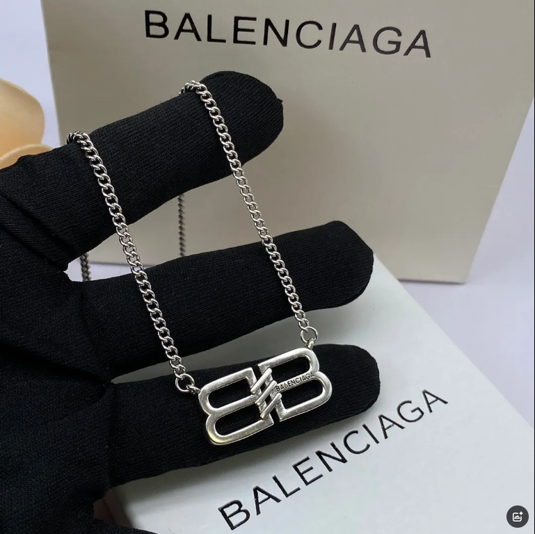 Balenciaga BB Silver Chain Necklace Silver