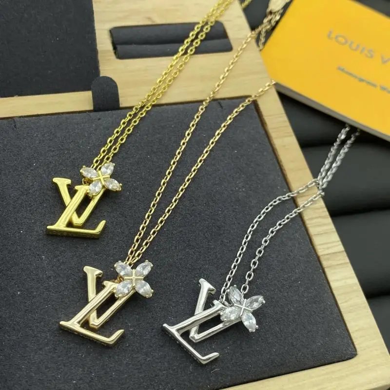 Louis Vuitton LV Blooming Strass dainty crystal necklace Gold and Silver