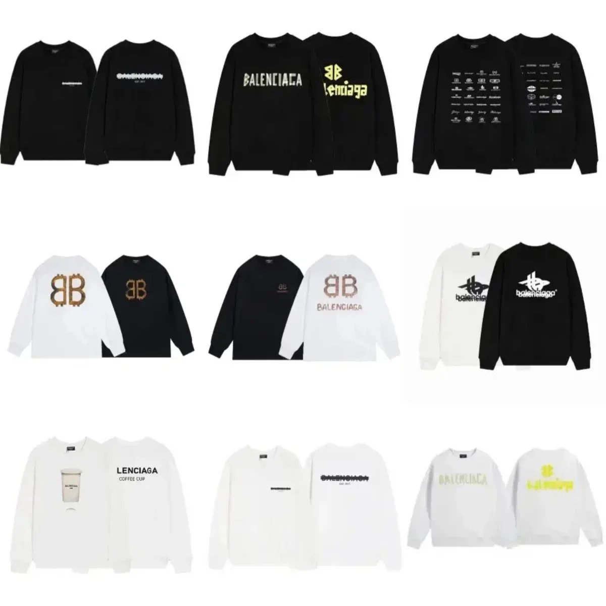 Balenciaga Graphic Print Cotton Crewneck Sweatshirt Multicolor
