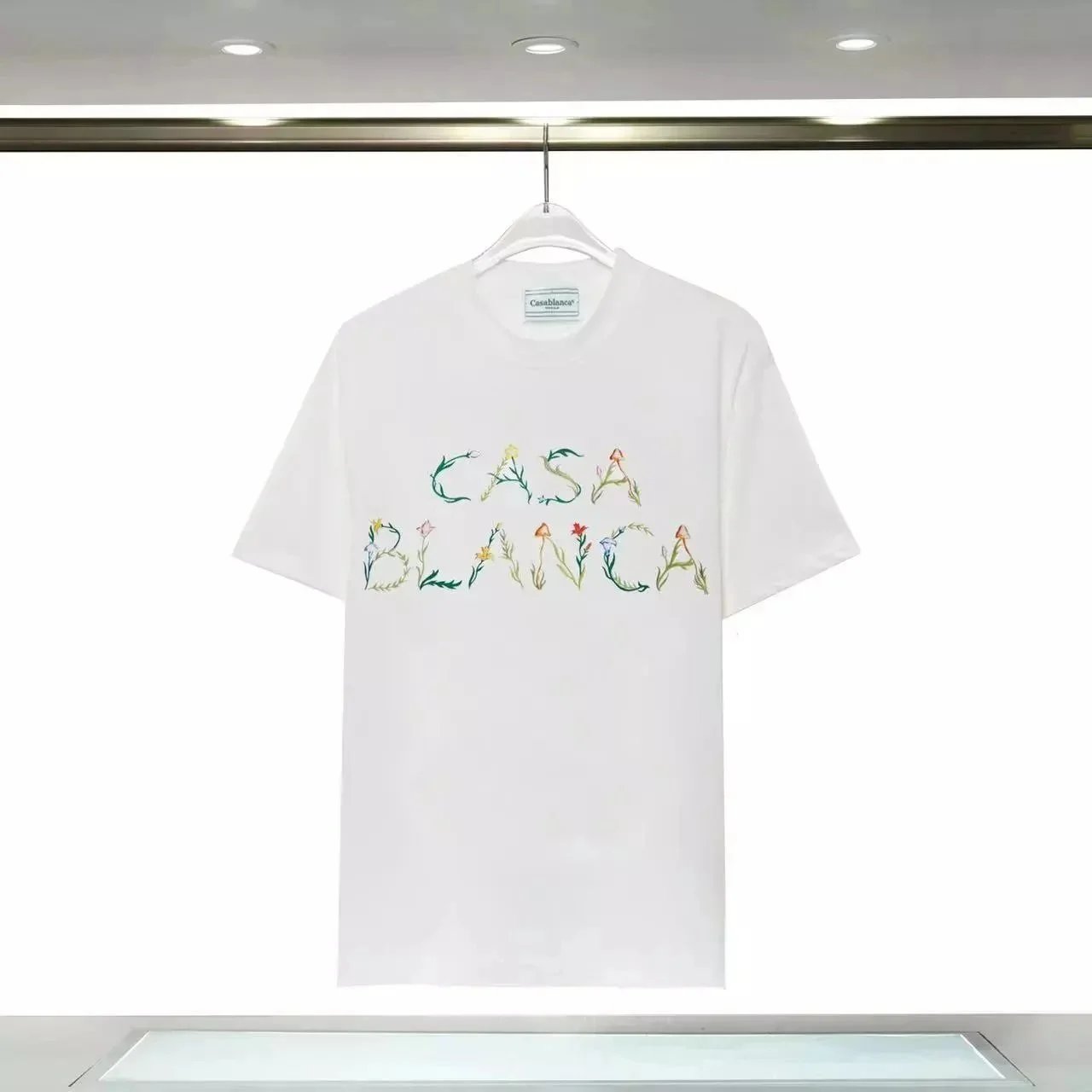 Casablanca Floral Graphic Cotton T-Shirt White