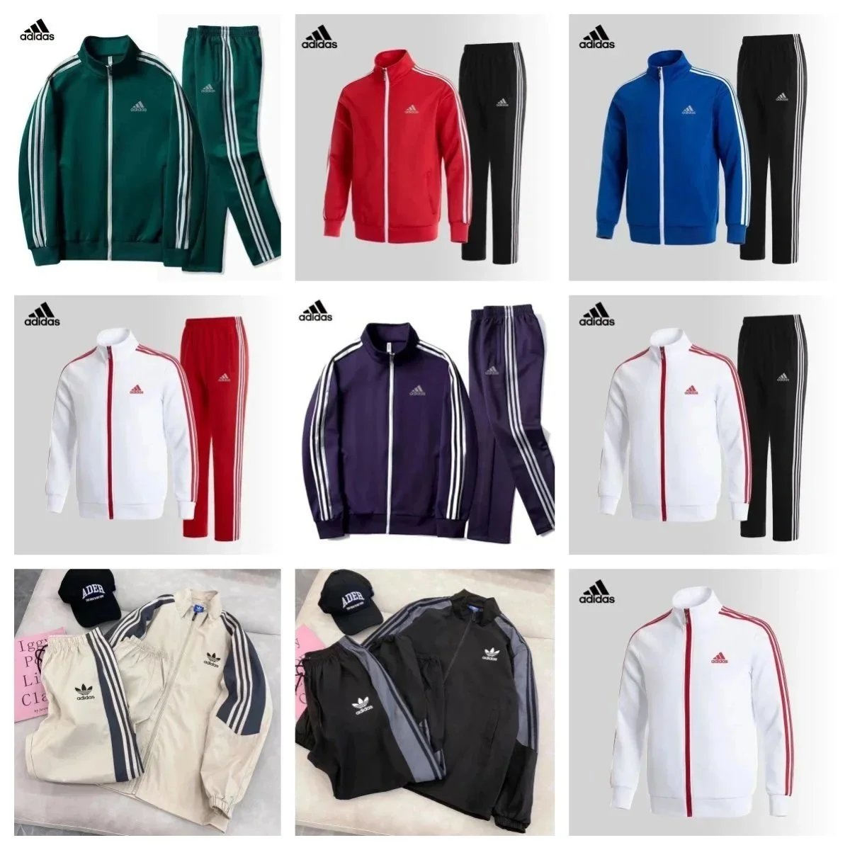 Adidas Tracksuit Set Classic Sporty Matching Set Multicolor