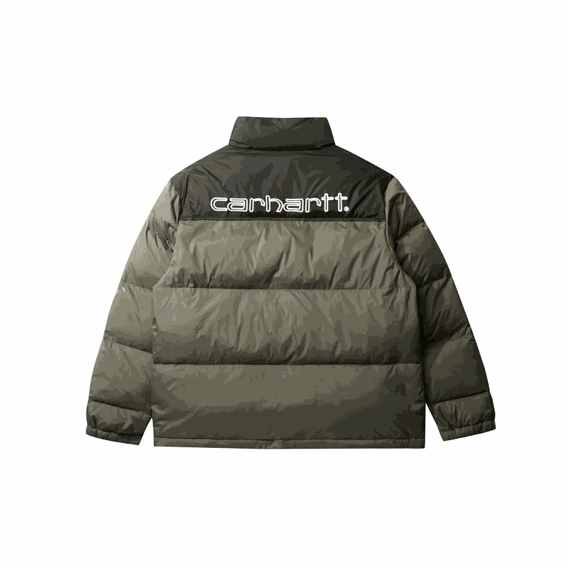 Carhartt Script Puffer Jacket Warm Winter Puffer Jacket Olive and Black