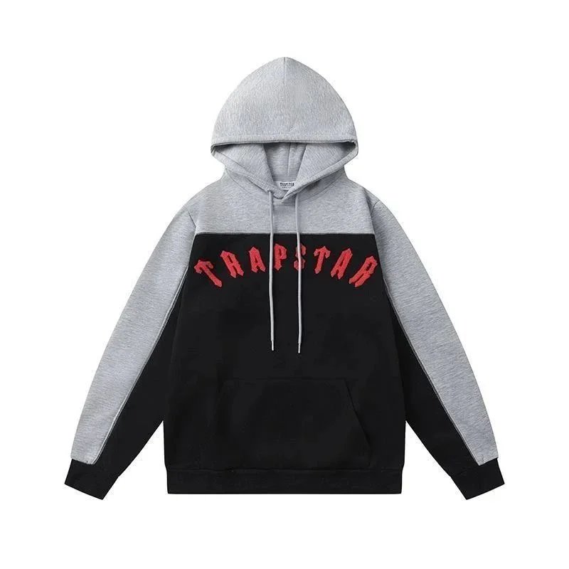 Trapstar Chenille Arch Hoodie Streetwear Sweatshirt Black and Gray