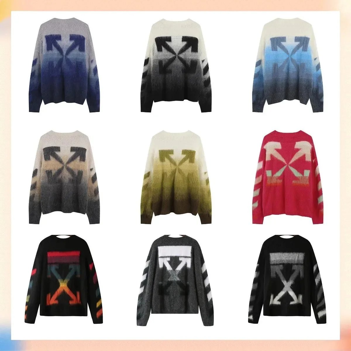 Off-White Mohair Arrow Sweater Oversized Knit Multicolor