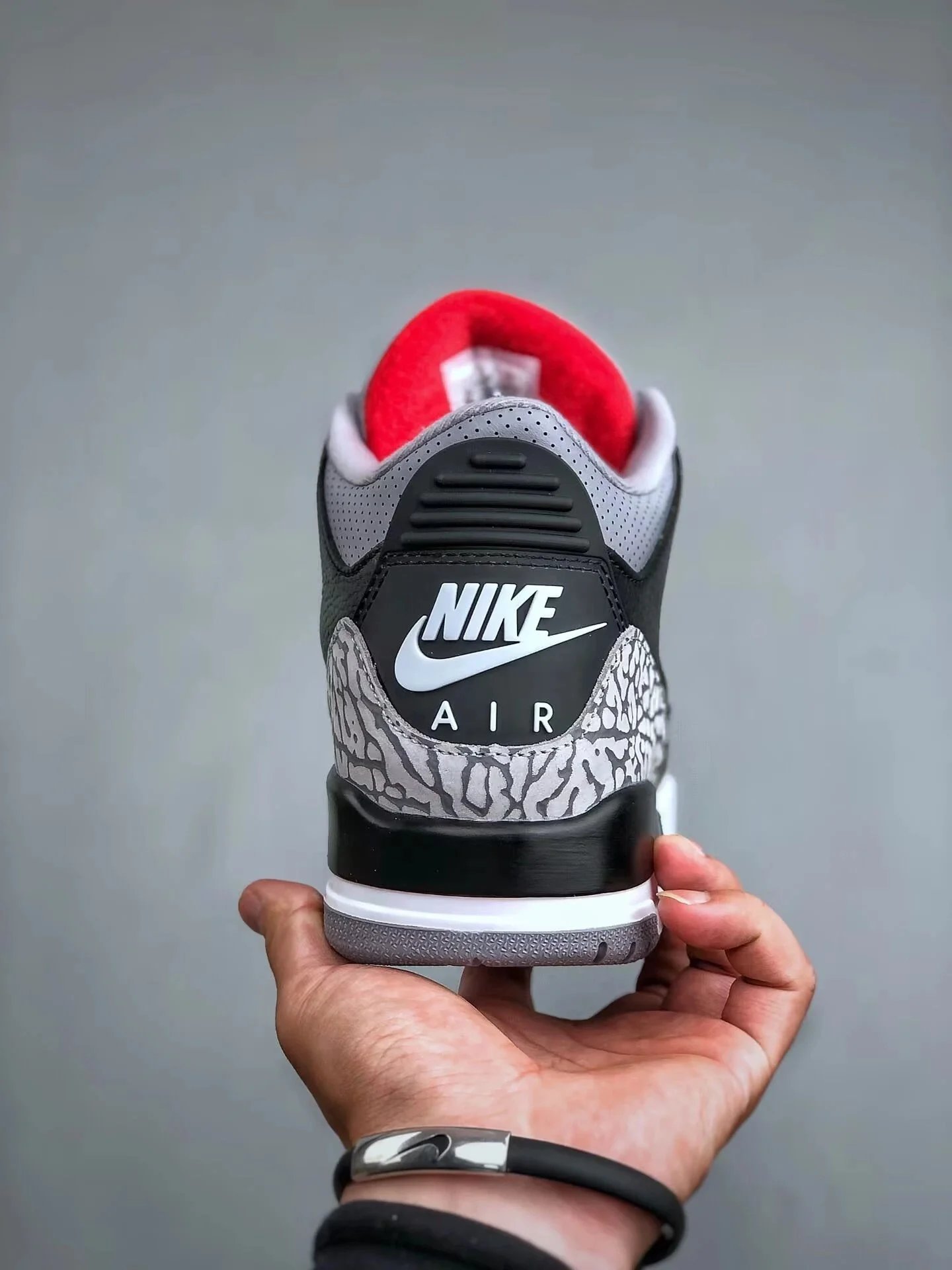 Nike Air Jordan 3 Retro Black Cement Basketball Sneakers Black and Gray