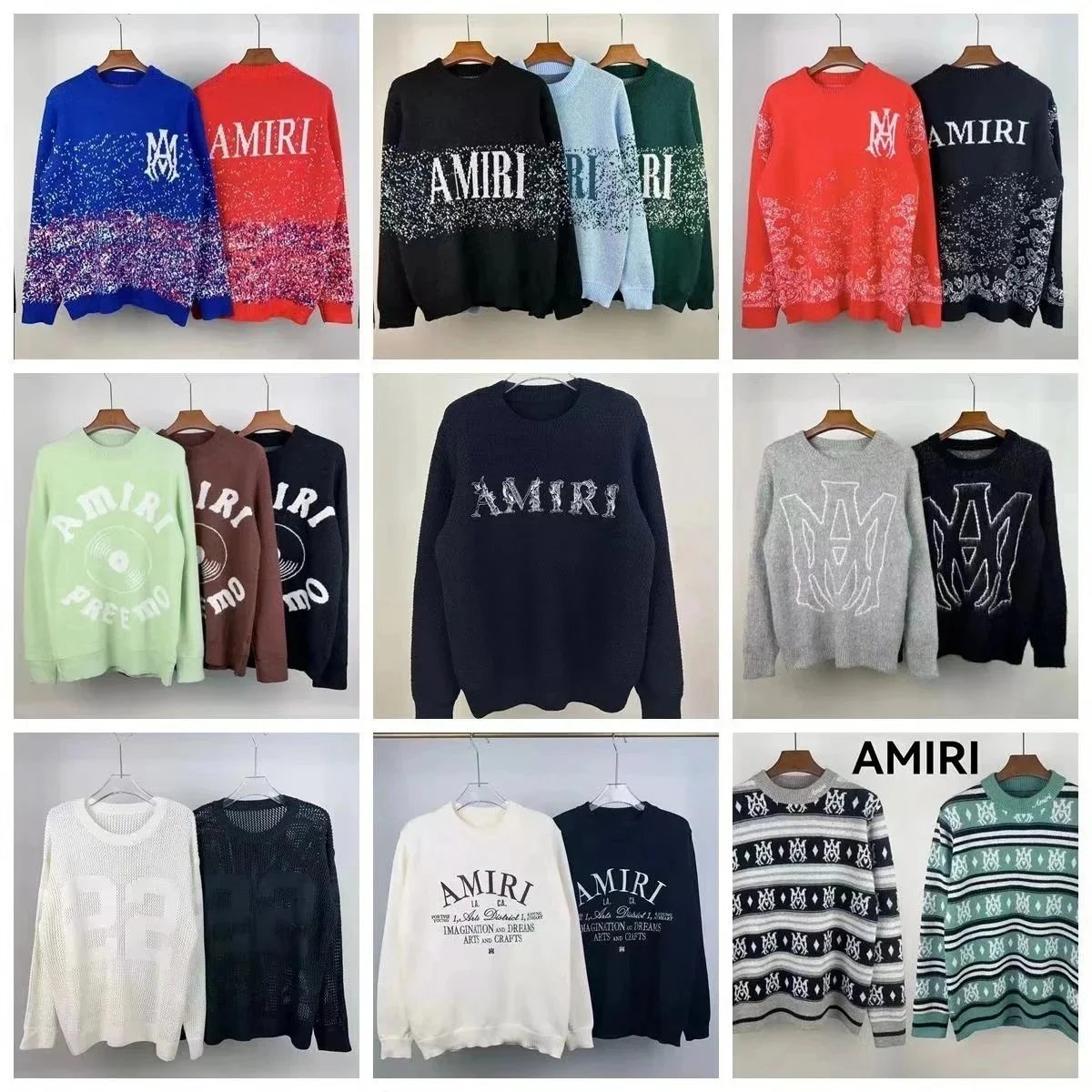 Amiri Graphic Knit Sweater Casual Crewneck Pullover Multicolor