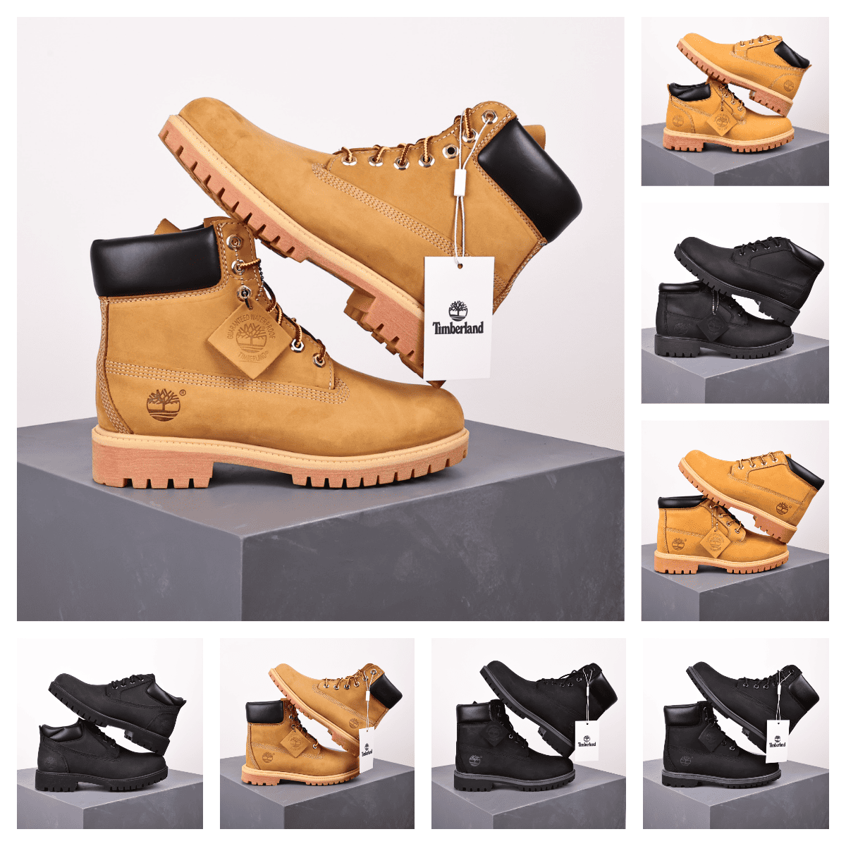 Timberland 6-Inch Premium Waterproof Boots Classic Nubuck Leather Yellow and Black