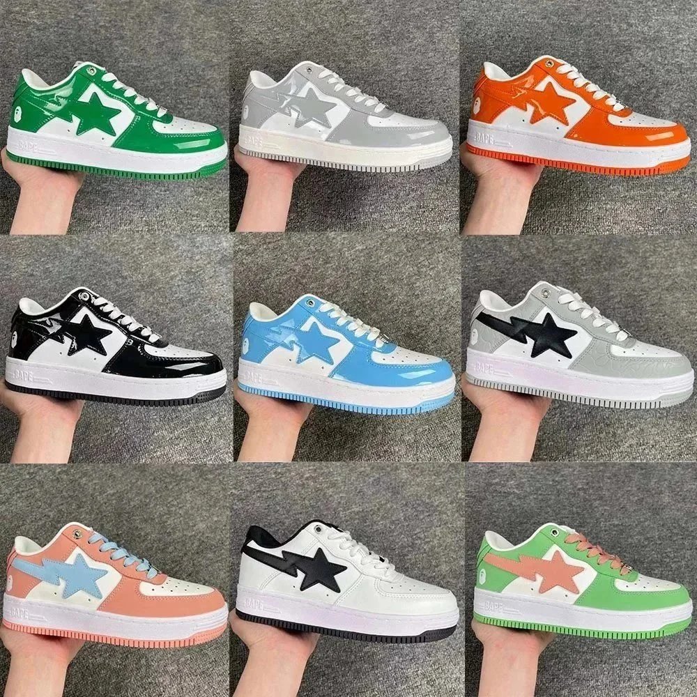 A Bathing Ape BAPE Bapesta Low Patent Leather Sneakers Multicolor