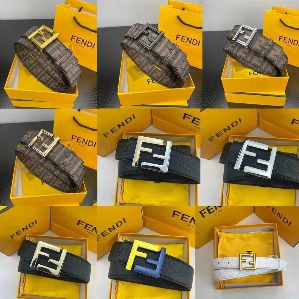 Fendi FF Buckle Leather Belt Luxury Accessories Multicolor