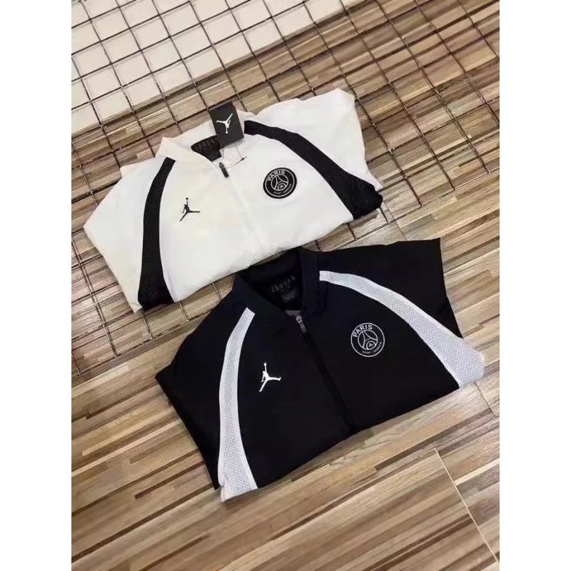Jordan Paris Saint-Germain Track Jacket Sporty Zip-Up Jacket Black and White