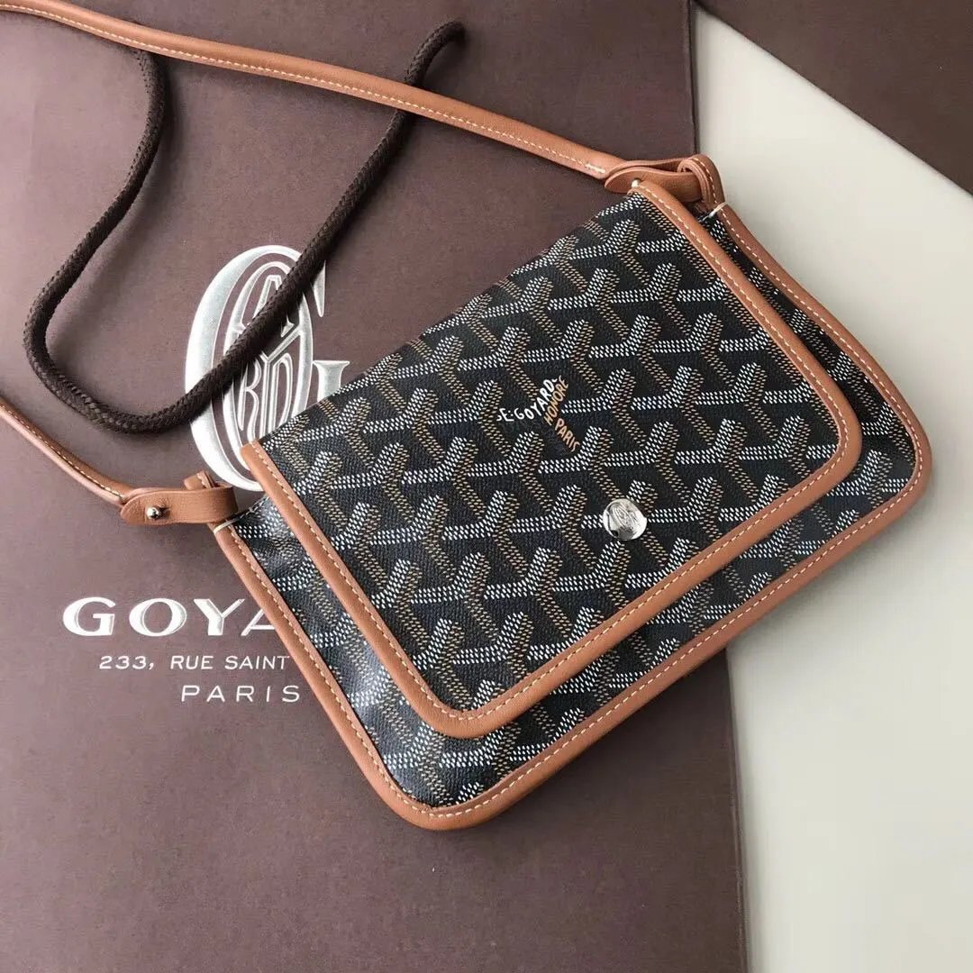 Goyard Plumet classic canvas Crossbody Bag Black and Brown