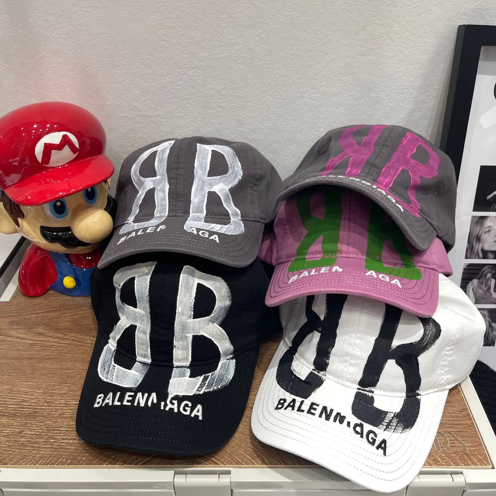 Balenciaga Hand-Drawn BB Painted Baseball Cap Multicolor