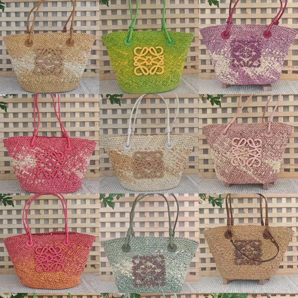 Loewe Basket Woven Straw Tote Bag Multicolor