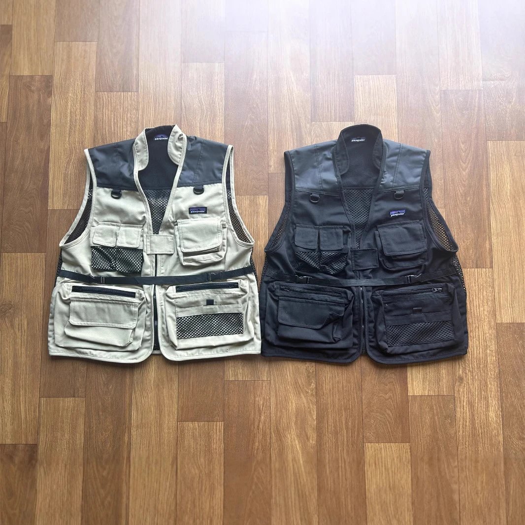 Patagonia Fishing Utility Vest Multi-Pocket Beige and Black