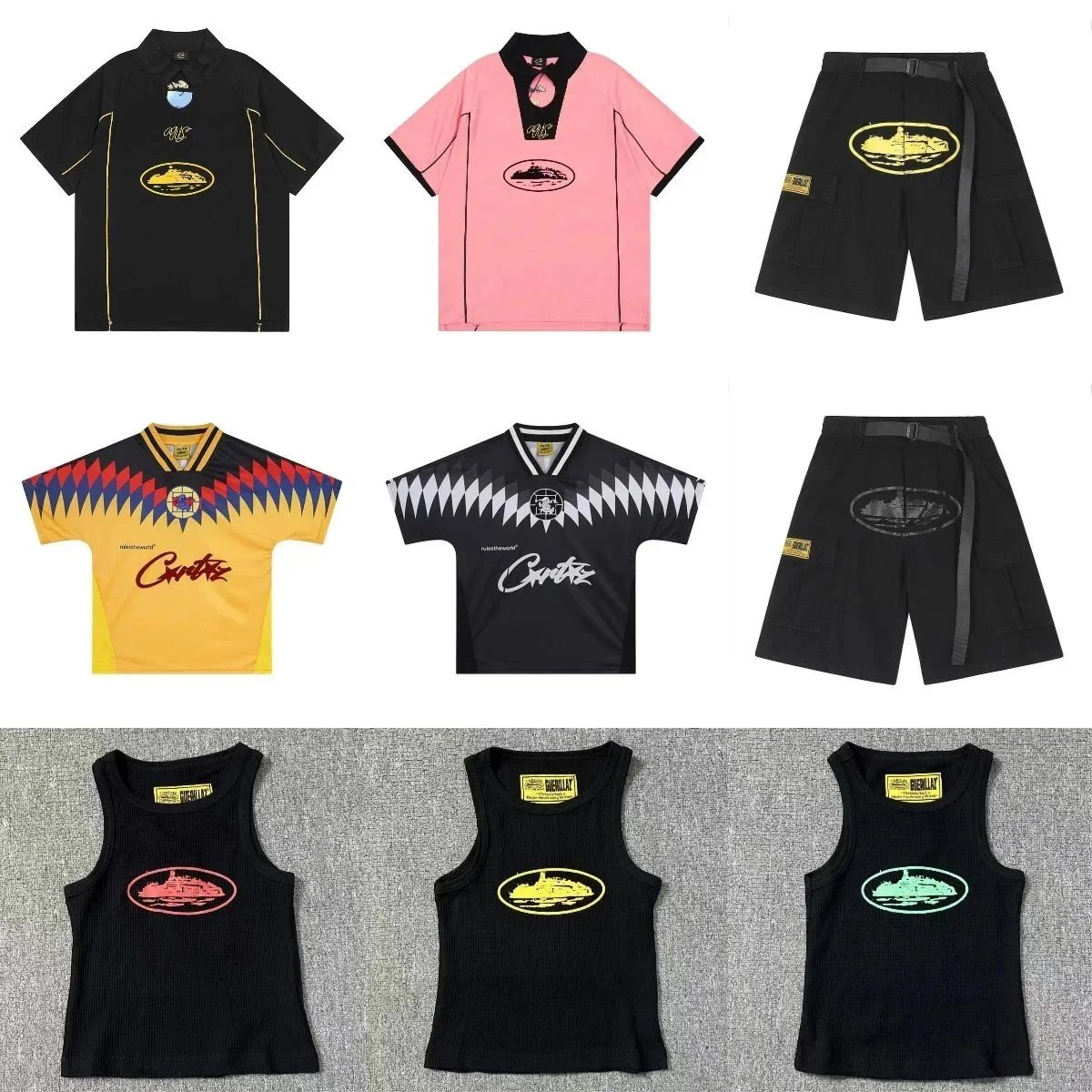 Corteiz Streetwear Graphic T-Shirt Jersey Tank Top Shorts Multicolor