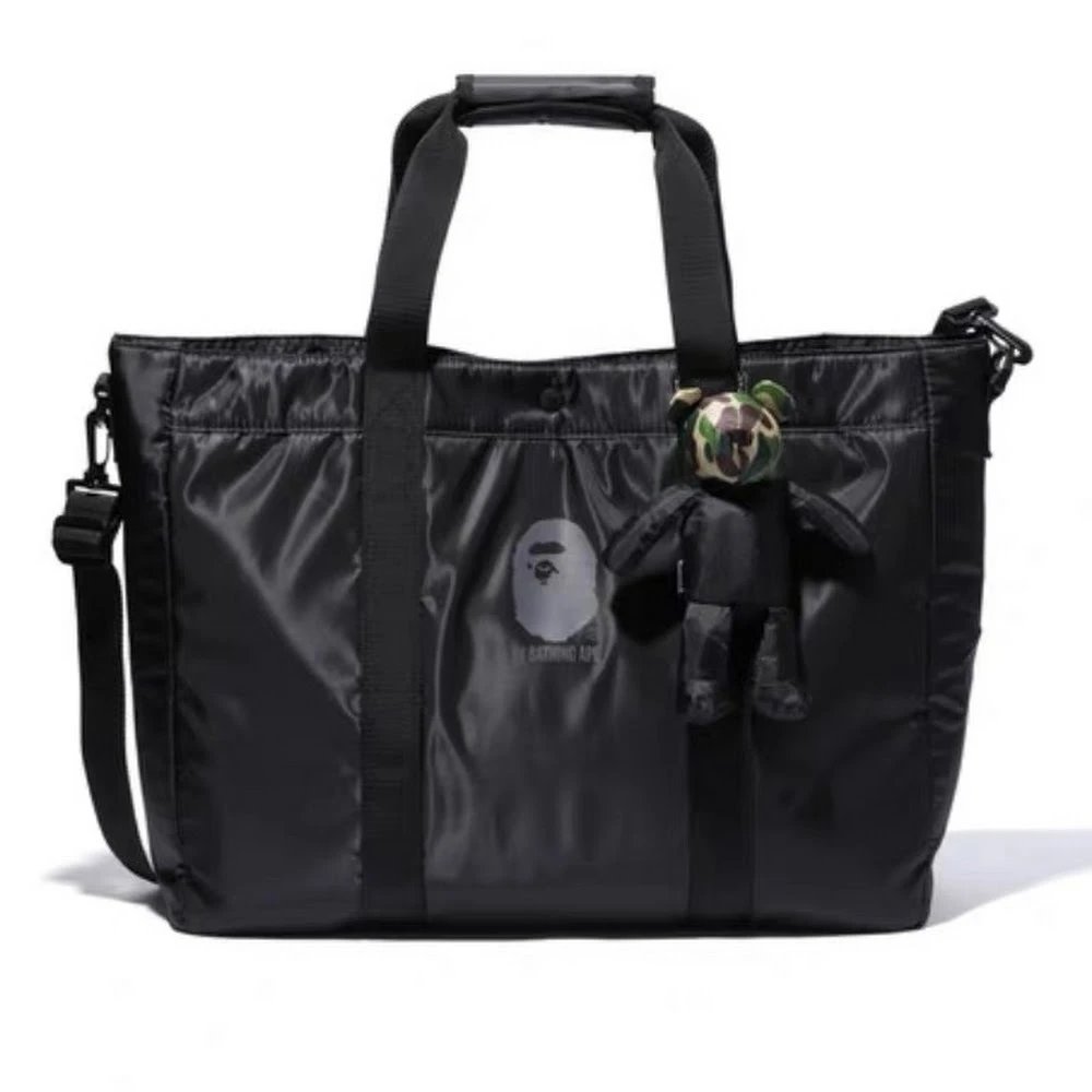 A Bathing Ape BAPE Ape Head Nylon Tote Bag Black