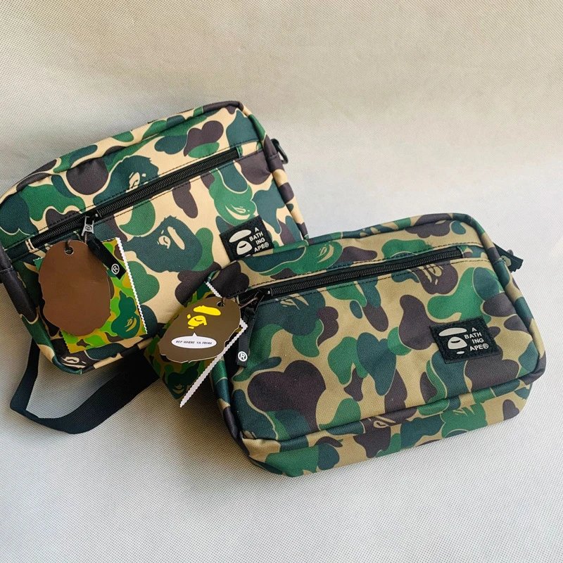 A Bathing Ape BAPE Camo Shoulder Bag Streetwear Crossbody Bag Green
