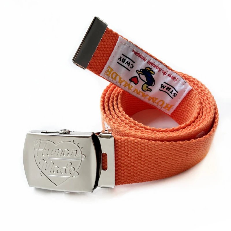 Human Made Heart Buckle Webbing Belt Casual Accessory Orange
