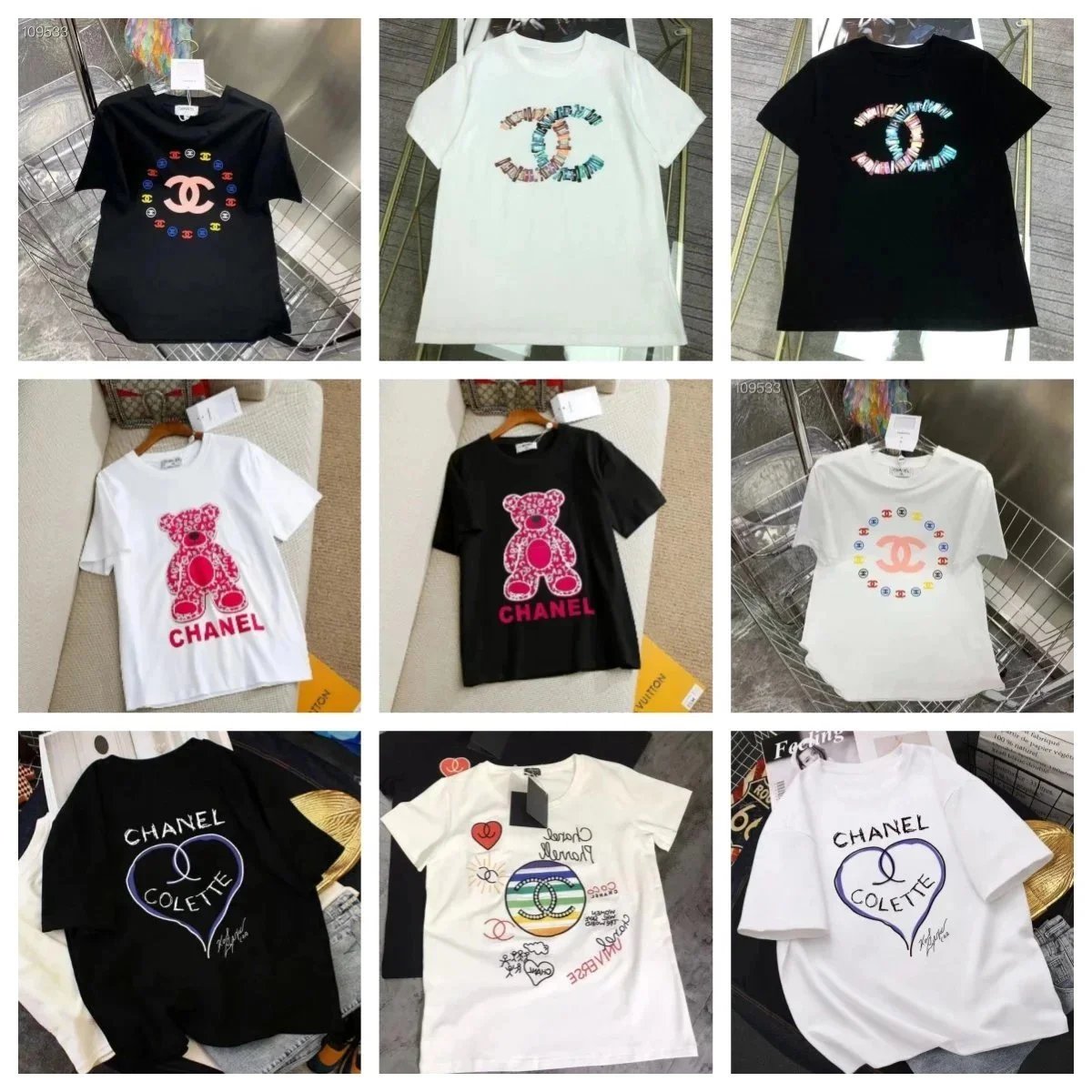 Chanel Graphic Print Cotton T-Shirt Multicolor