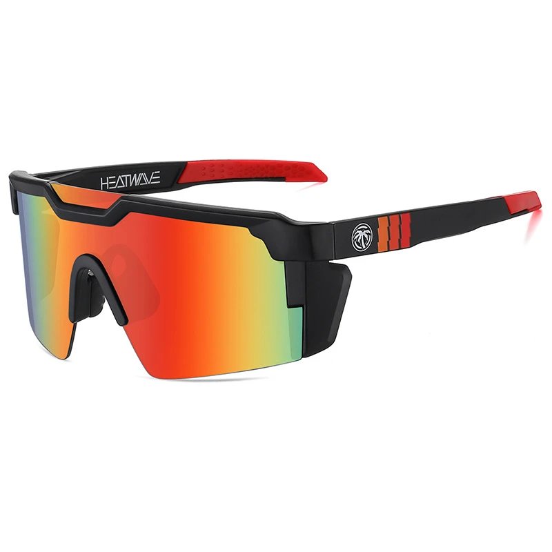 Heat Wave Lazer Face Sporty Sunglasses Black and Red