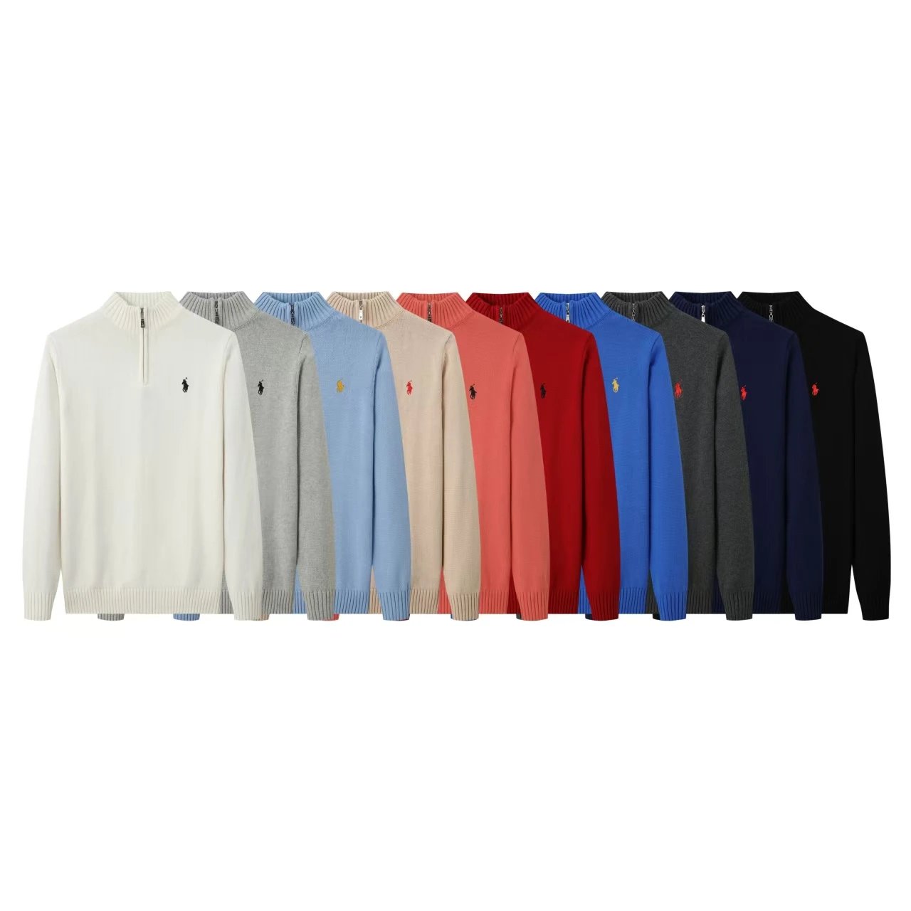 Ralph Lauren RL Quarter-Zip Knit Sweater Classic Pullover Multicolor