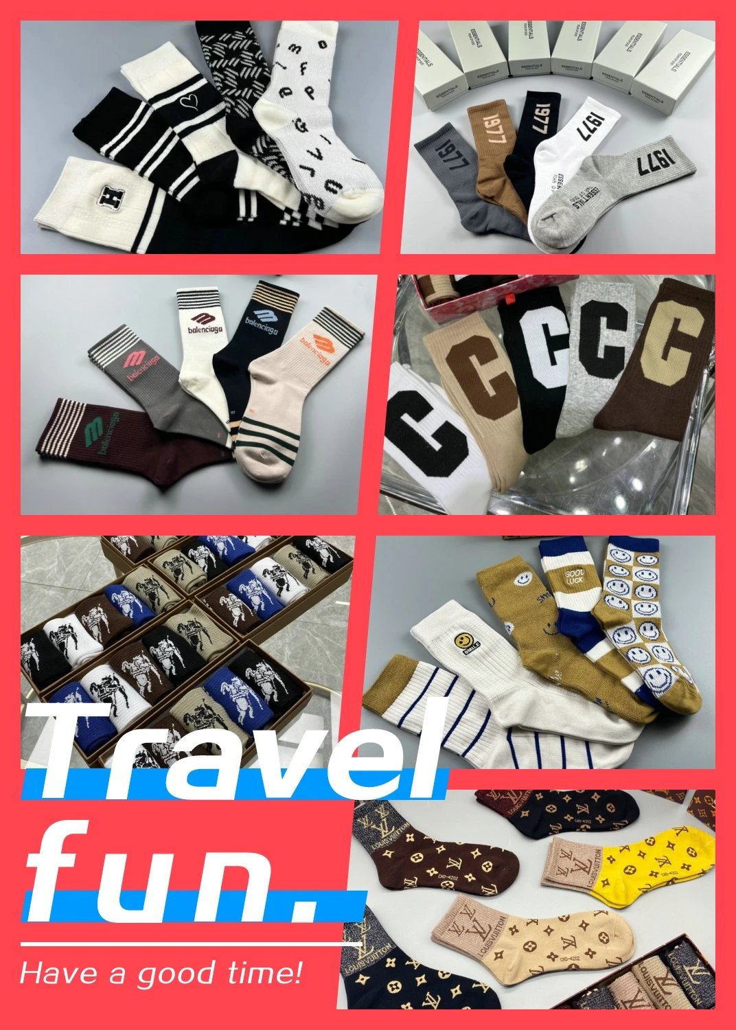 Design Graphic Pattern Cotton Socks Multicolor