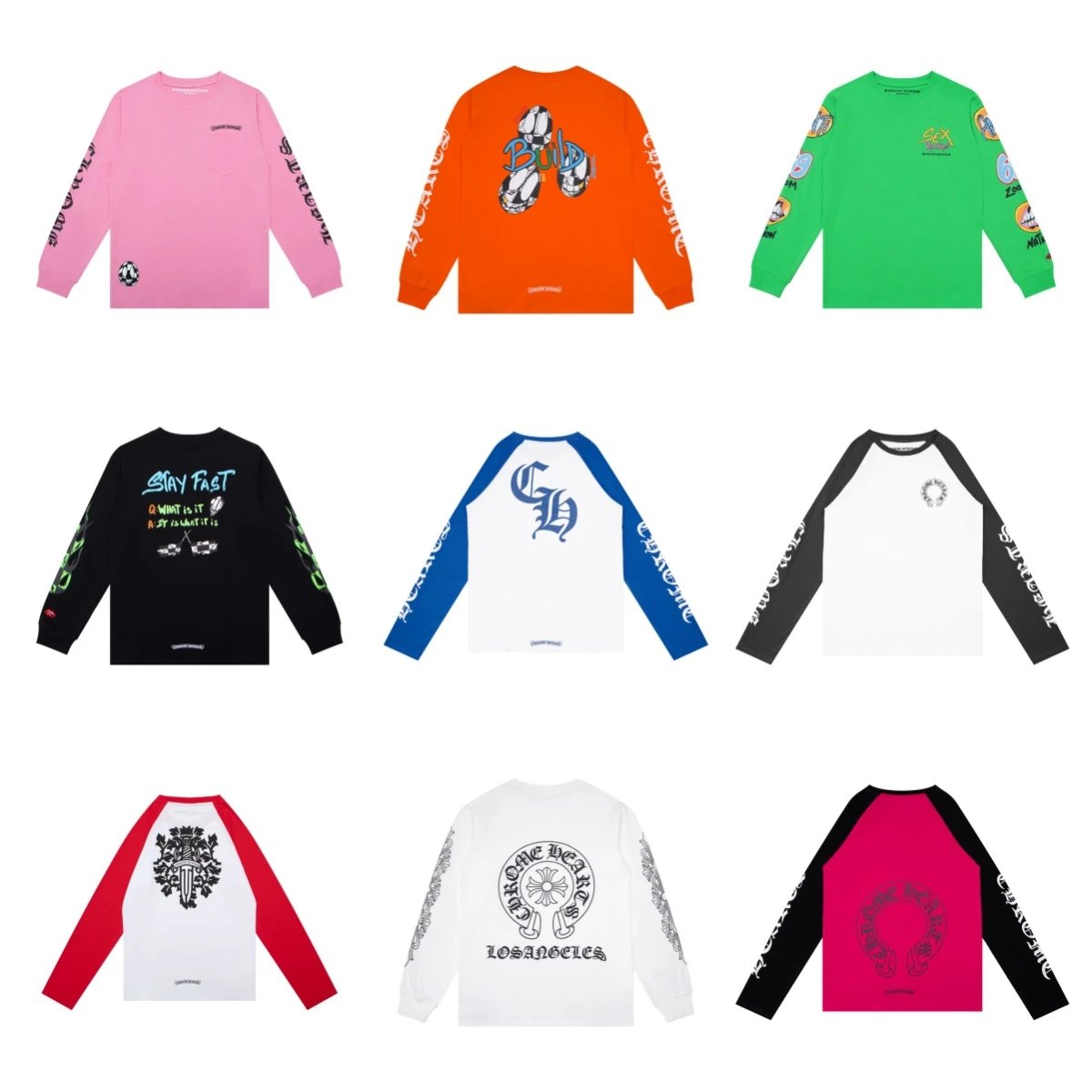 Chrome Hearts CH Graphic Long Sleeve Cotton T-Shirt Multicolor