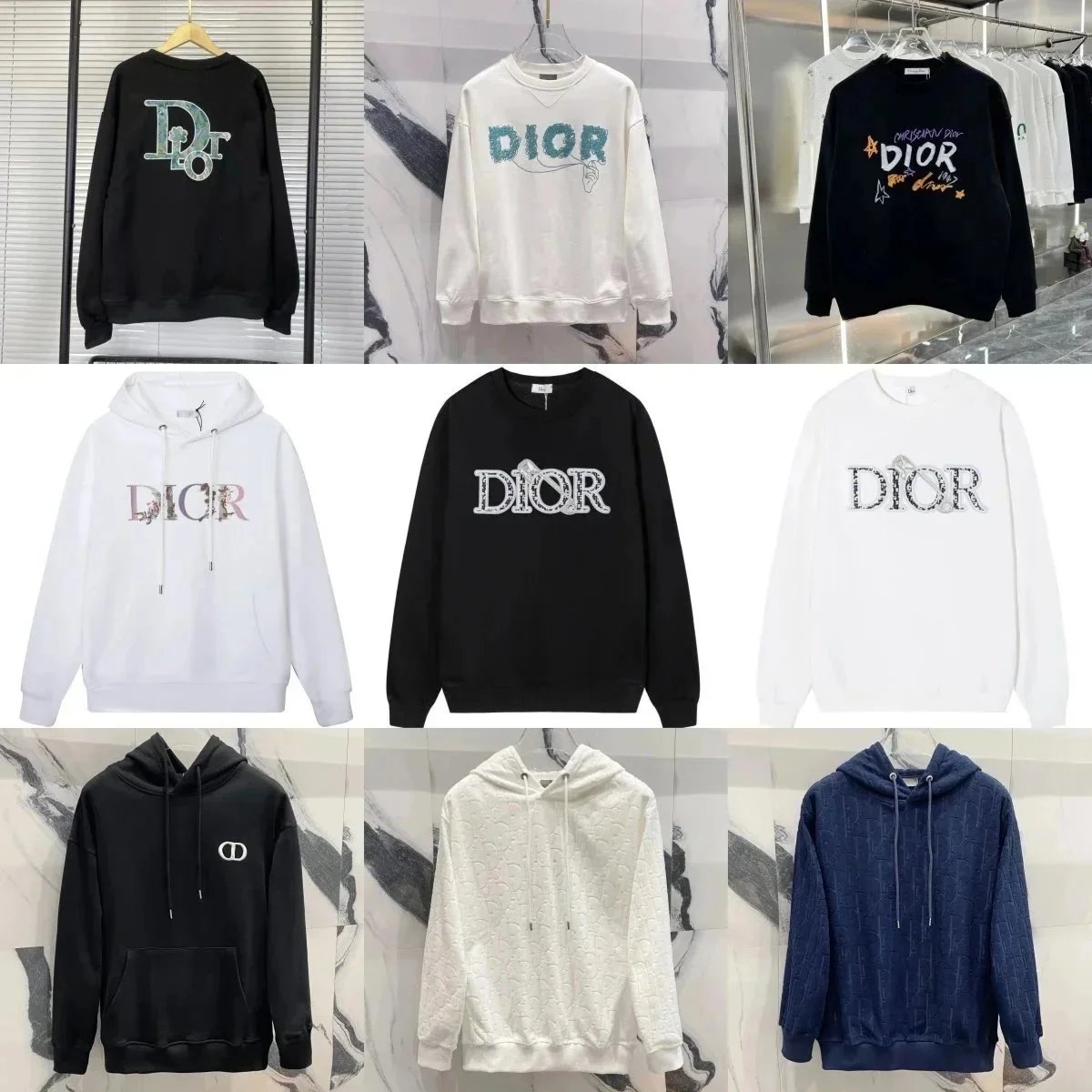 Dior Graphic Print Cotton Sweatshirt and Hoodie Collection Multicolor