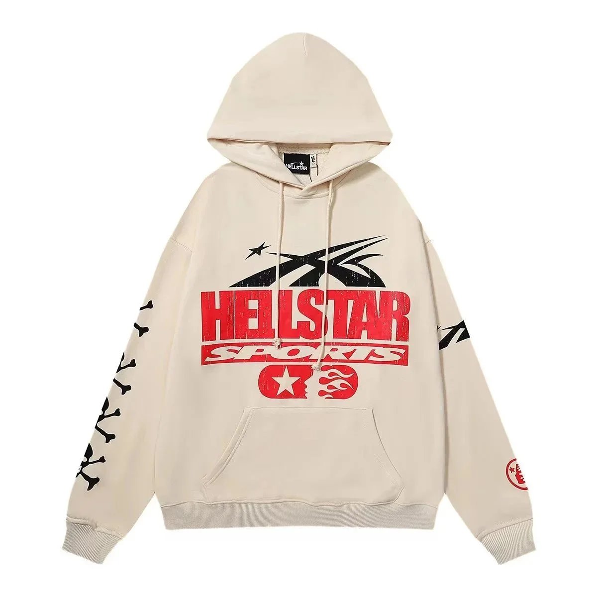 Hellstar Sports Graphic Streetwear Hoodie Beige