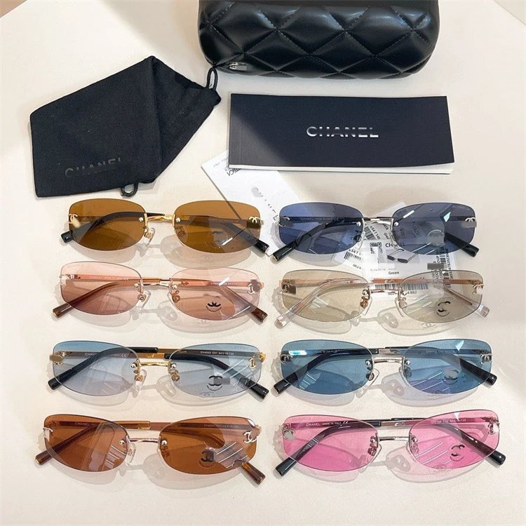 Chanel Rimless Sunglasses Vintage Style Eyewear Multicolor