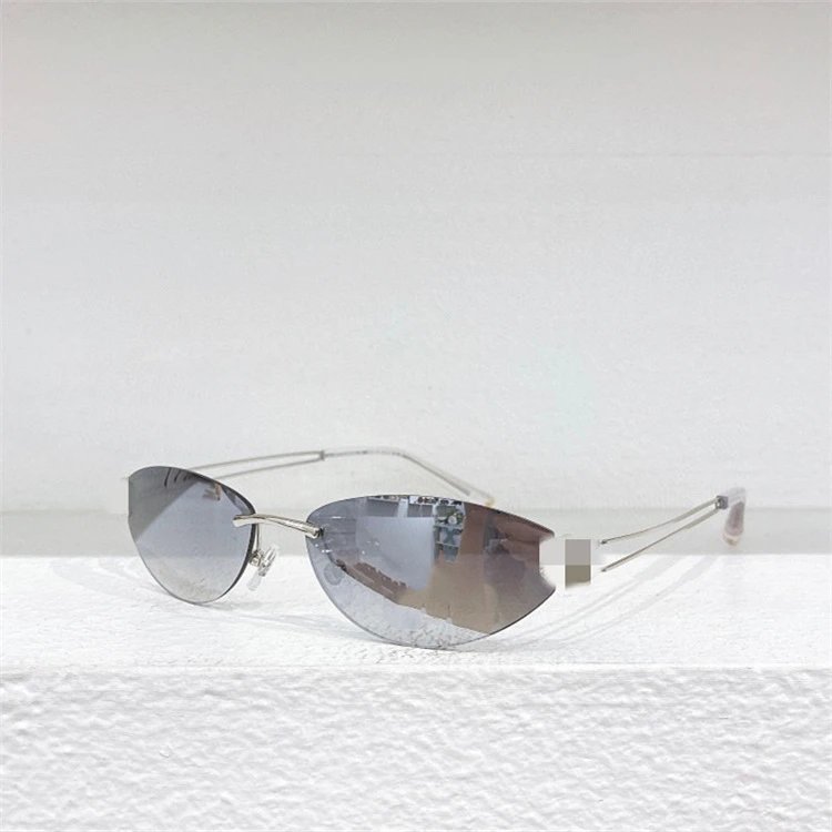 Design Rimless Oval Sunglasses Silver