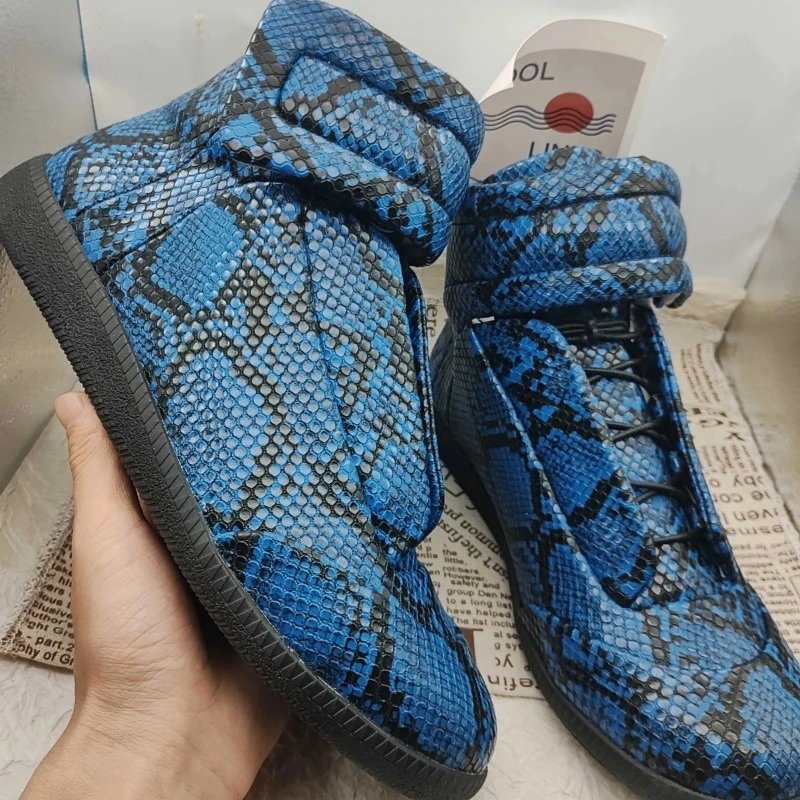 Giuseppe Zanotti Kriss High Top Sneakers Snakeskin Print Blue