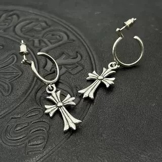 Chrome Hearts Cross Hoop Earrings Silver Jewelry