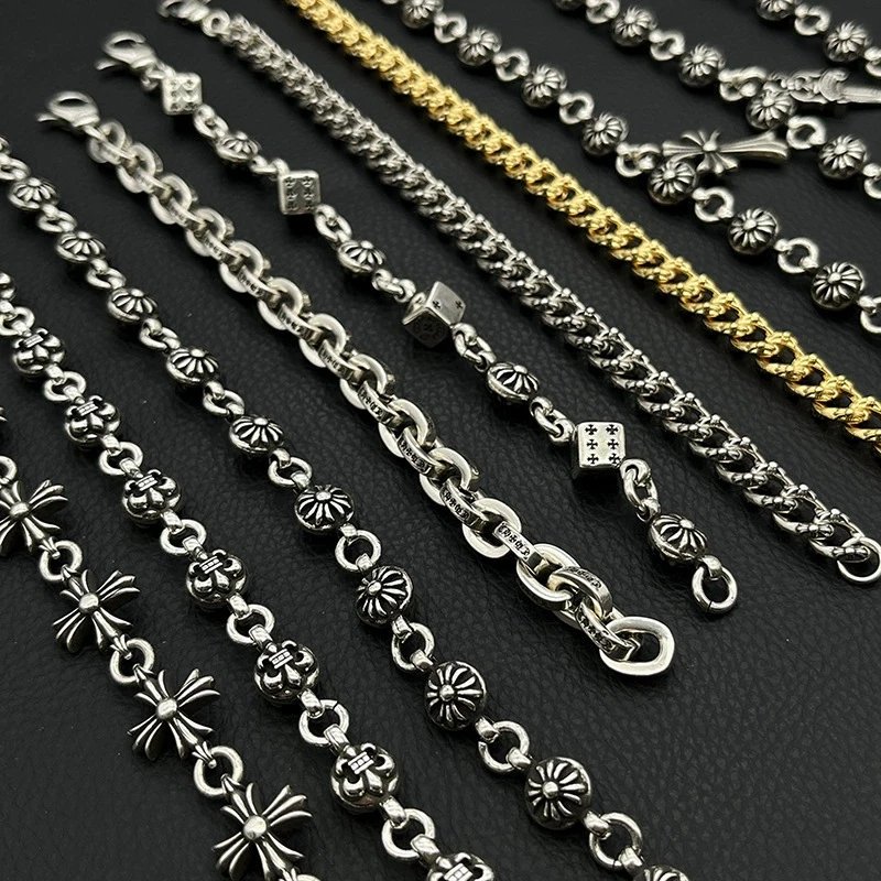 Chrome Hearts Silver Chain Bracelet Collection Sterling Silver Accessories Silver