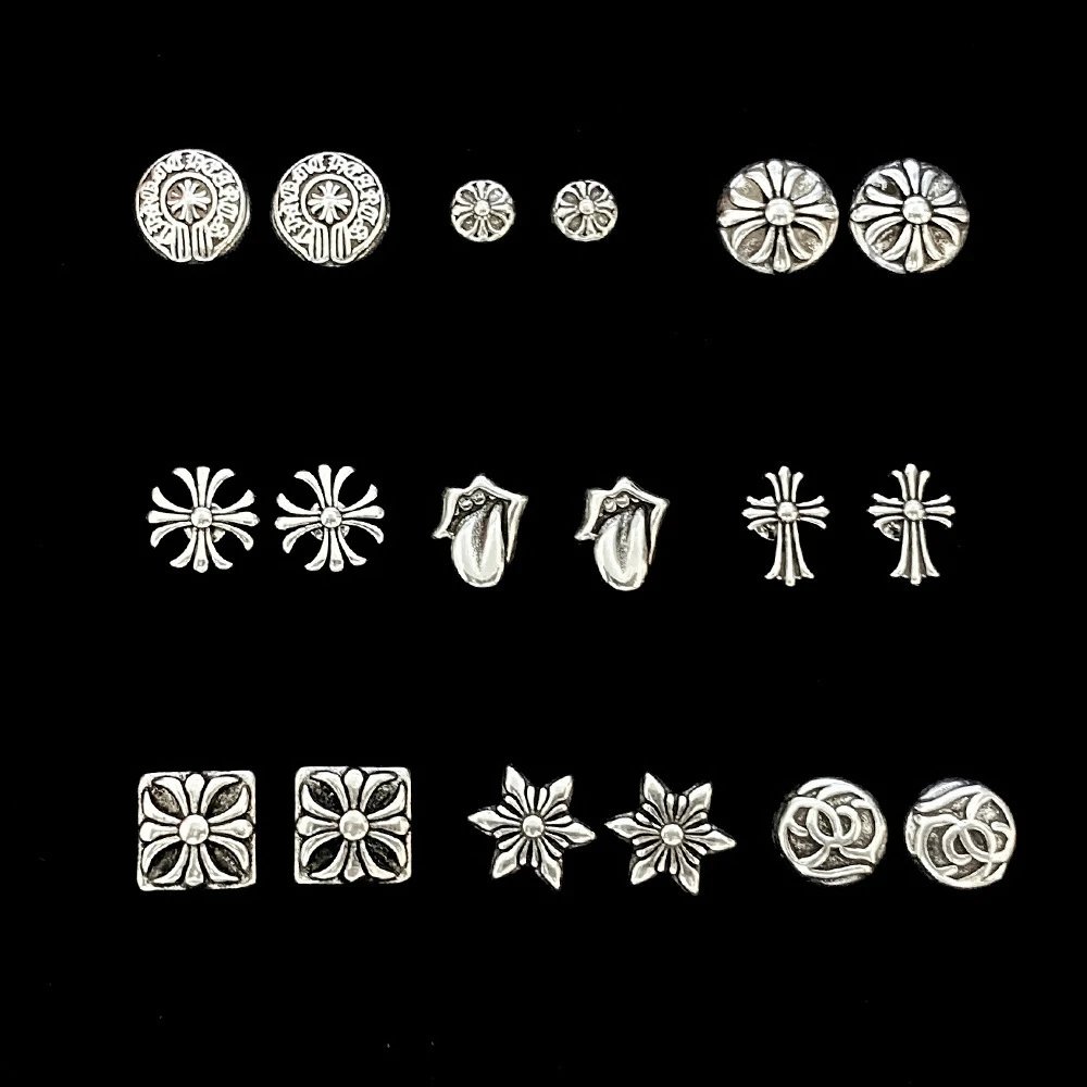 Chrome Hearts Silver Stud Earrings Collection Sterling Silver Accessories Silver