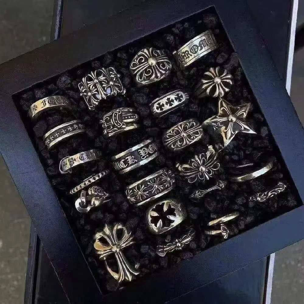Chrome Hearts Silver Ring Collection Vintage Jewelry Set Silver