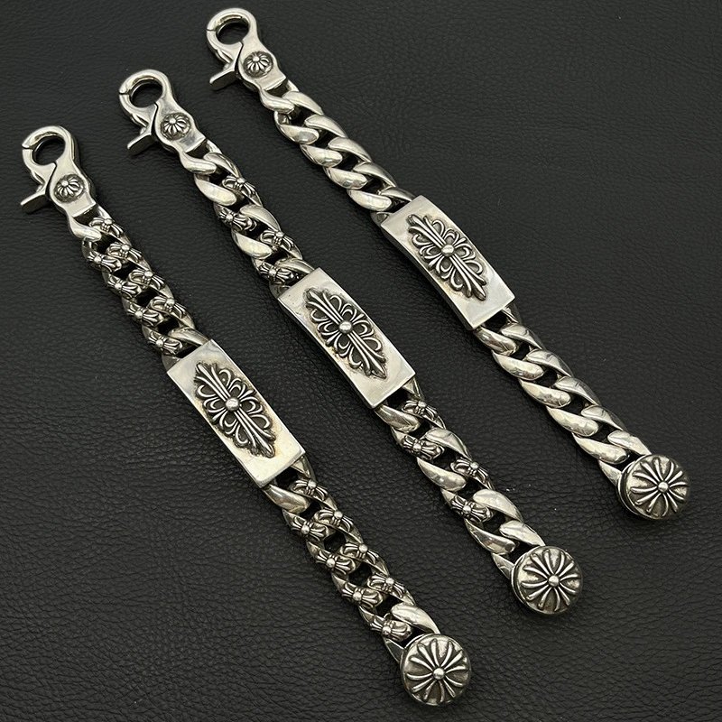 Chrome Hearts Floral Cross ID Bracelet Silver Chain Accessory Silver