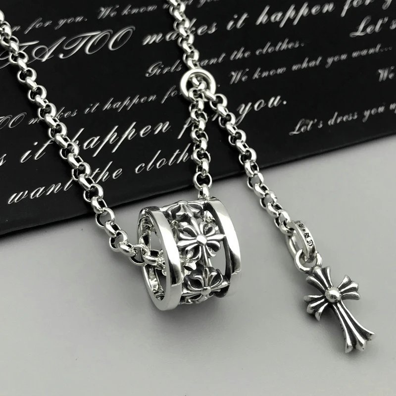 Chrome Hearts Cross Ball Pendant Necklace Silver