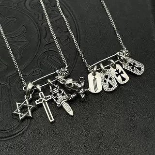 Chrome Hearts Safety Pin Charm Necklace Silver